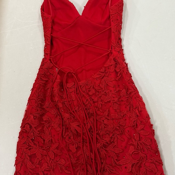 Faviana Scarlet Lace Embellished Dress - Picture 2 of 6
